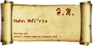 Hahn Mária névjegykártya